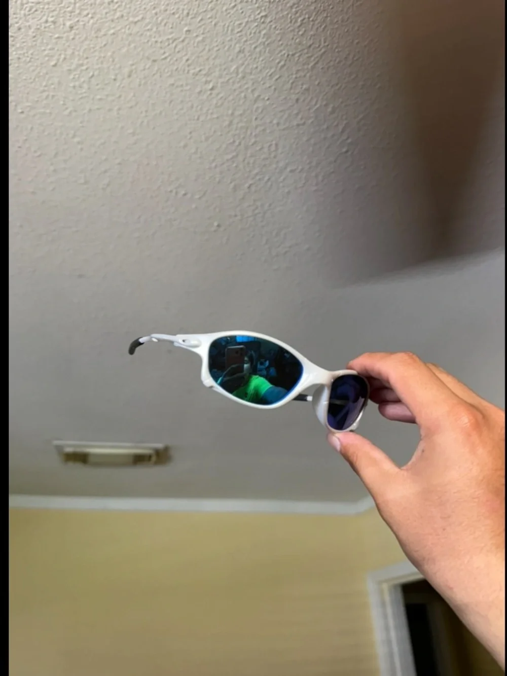 White Sports Sunglasses with Blue Mirrored Lenses o “” sunglasses